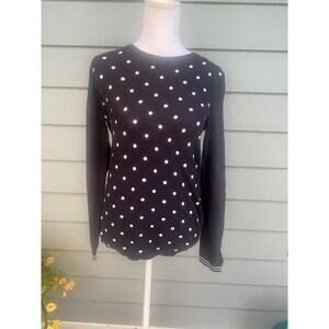 Tommy Hilfiger Size Small Petite Sweater Navy w/ White Polkadots‎